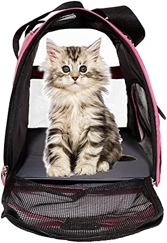 MuchL Cat Carrier for Cats Soft-Sided Travel Pat Carrier for Cat with Wooden Padding Board Airline Approved Lightweight Comfortable Cat Bag for Puppy Small Pets (Small, Pink)