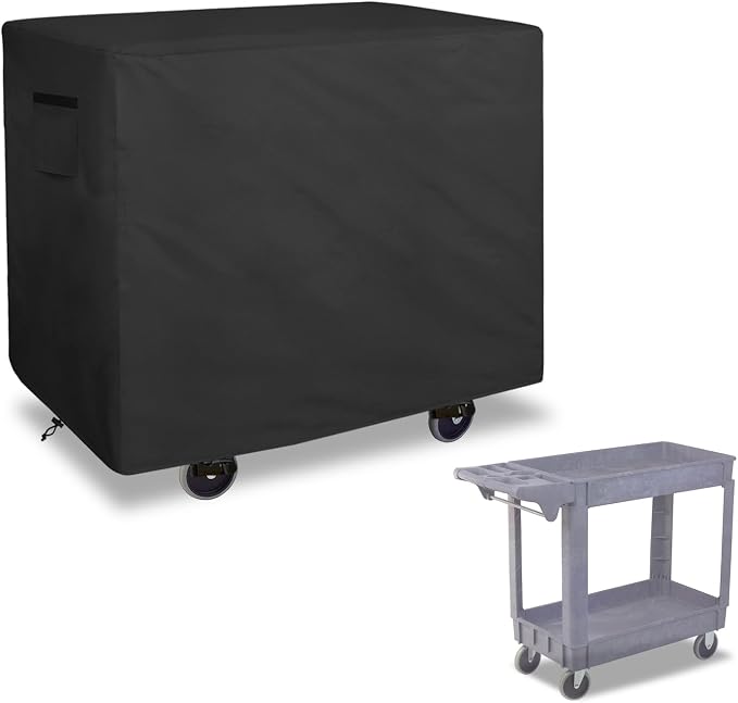 Bitubi Service Cart Cover for 500-Pound Capacity Service Utility Cart,Heavy Duty Waterproof Utility Cart Cover - 41''L x 18.8''W x 32''H(Black)