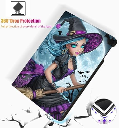 for Microsoft Surface Pro 7 Plus,Surface Pro 7/6/5/4 12.3" Tablet Case,Auto Wake/Sleep,Adjustable Stand Protective Cover - Halloween Witch