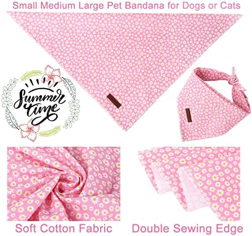 Summer Dog Bandana, Hawaii Bandana for Small Medium Dog, Cute Pink Puppy Bandana, Cotton Adorable Pet Triangle Bid Scarf Kerchief for Girl Boy Dogs or Cats