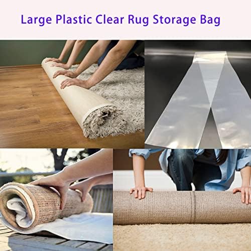 4 Pcs Plastic Rug Storage Bag with 10 Ties,4.5Mil Heavy Duty Fits Rug up to 6' x 9'，Perfect for Moving, Packing and Shipping Rolled Carpet