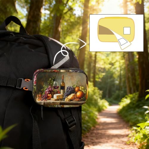 Travel Pill Organizer Artistic Oil Painting Wine Fruit Cheese Pill Case