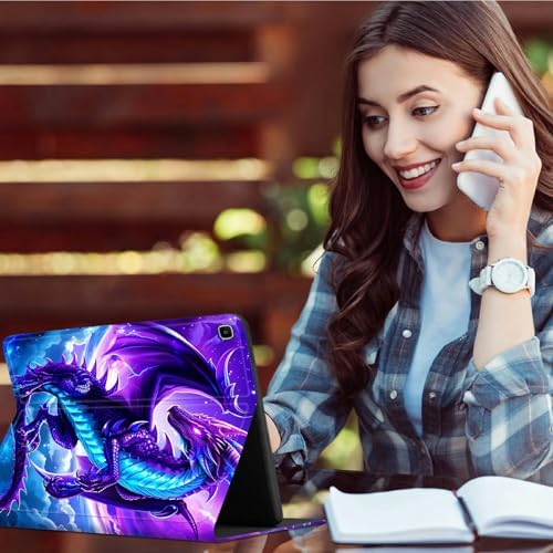 for Samsung Galaxy Tab S6 10.5" 2019 SM-T860/T865/T867 Case | Slim Leather Smart Cover with Multi-Angle Anti-Slip Stand [Auto Wake/Sleep] Shell for Women Men, Galaxy Purple Dragon