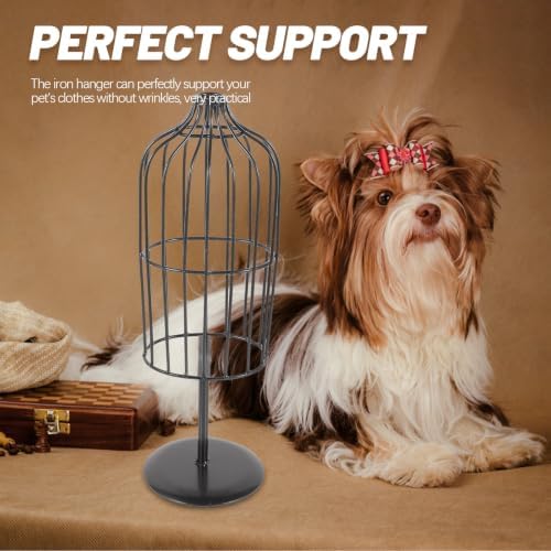 Portable Iron Pet Dress Mannequin Stand for Dog and Cat Clothes Display with Unique Design and Excellent Durability, Indoor and Outdoor Use Compact Dark Dress Hanger for Puppy