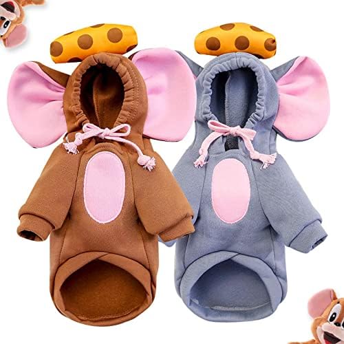 Pet Clothing Dog Transformation Shaped Hoodie (Brown Mouse,M) | Autumn and Winter Warm Small Large Dog Method Dou Cat Clothes For French Bulldog Chihuahua Pug Boston Terrier Dachshund