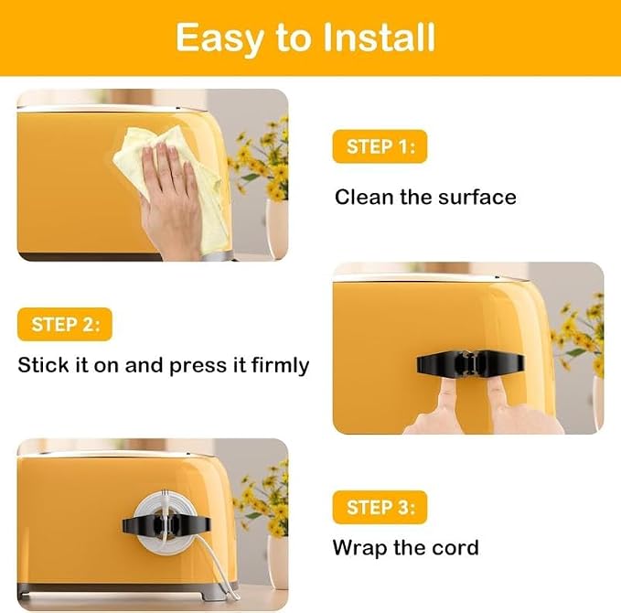 Cord Organizer for Appliances 6 Pack Durable Rubber Cord Wrapper for Kitchen & Office 3M Adhesive Stable Design Easy Storage Home Appliance Cord Hider (White)