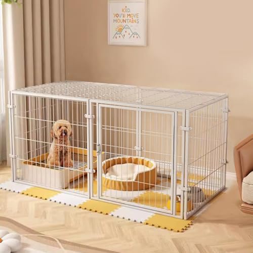 48 Inch Puppy Playpen Easy Assemble Dogs Cage Kennels (Black) (White) | 48 Inch Heavy Duty Wire Puppy Playpen; Foldable Design; Top Cover; Easy Assembly