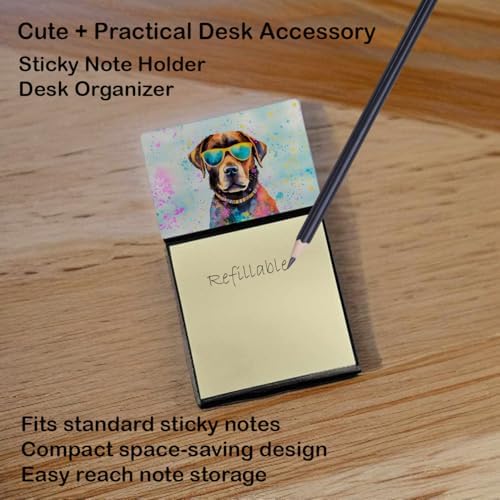 Caroline's Treasures Chocolate Labrador Hippie Dawg Sticky Note Holder Refillable Dispenser Self-Sticky Note Pads, Memo Pads Blank Desk Accessories
