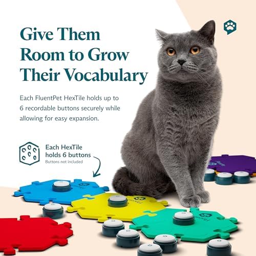 FluentPet Compact HexTile | Accessory Dog and Cat Button Learning Kits | Can Hold Up to 6 Sound Buttons | Soft, Durable, and Non-Slip | Gift for Pet Lovers | Comes in 12 Colors (Blue)