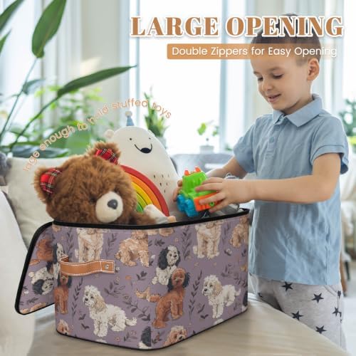 Dog Puppy Storage Box with Zipper Lid | Collapsible, Fabric, Storage Bin, Handle, Large, Closet Organizer, Containers, Bedroom, Home, Cute Dog