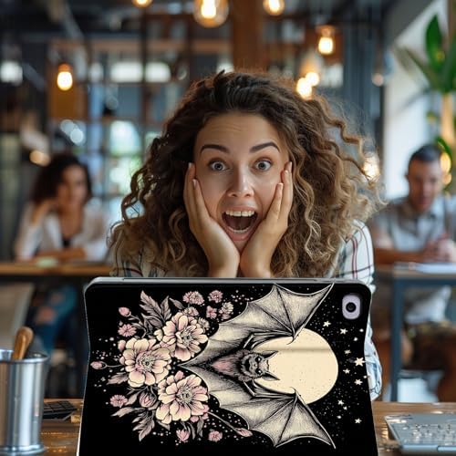 for Microsoft Surface Pro 11/10/9-13" 2024/2022 Tablet Case,Auto Wake/Sleep,Adjustable Stand Protective Cover - Bat Moon Floral