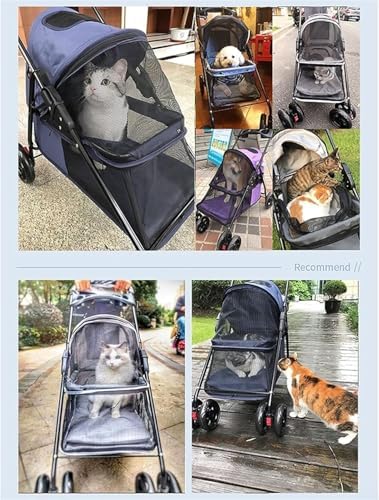 Small Pet Dog Pram Stroller for Cats with Cup Holder, Dog Strollers for Small Dogs Premium Stroller with Rain Cover, Breathable Pushchairs Pet Gear(Blue)