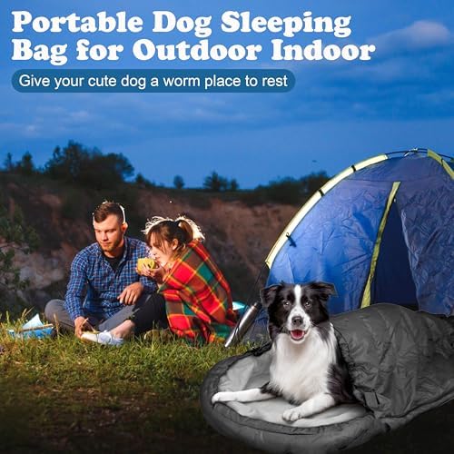 Dog Sleeping Bag Waterproof Warm Packable Dog Bed with Storage Bag Large Portable Pet Bed Mat for Travel Camping Hiking Backpacking Indoor Outdoor