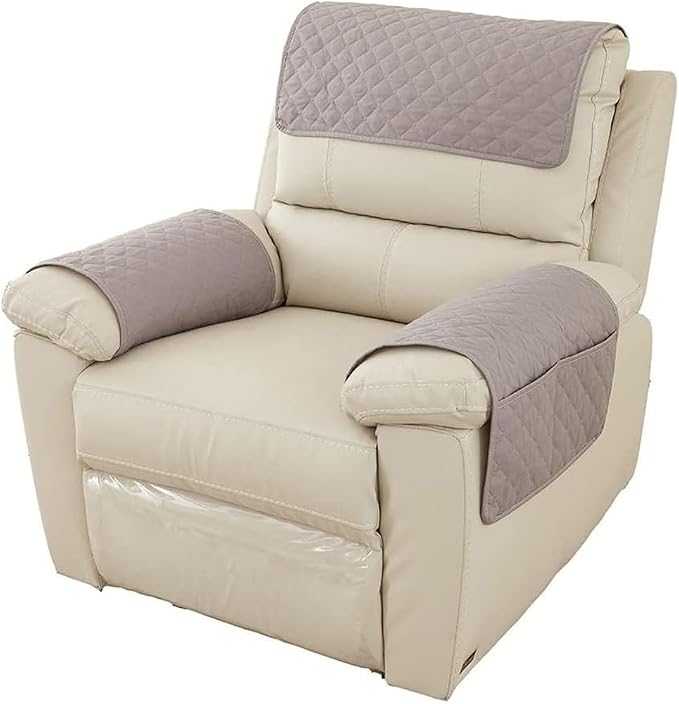 Armrest Covers Armchair Slipcover, Couch Arm Covers Recliner Covers with Storage Pockets Armrest Protector for Chair Sofa(Light Gray,1 Seat | 3 Piece Set)