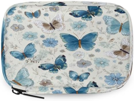Travel Pill Organizer Beautiful Blue Butterfly Flower Pill Case