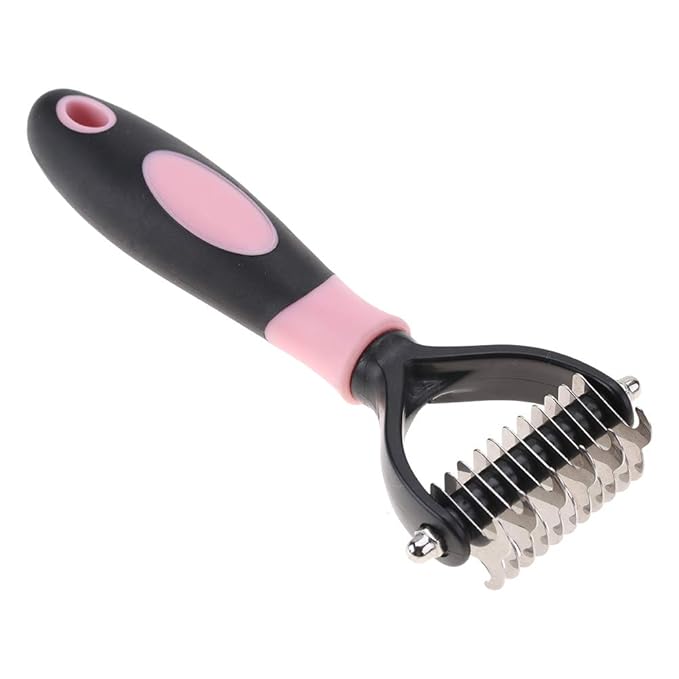 Deshedding Dog Brush, Cat Brush Dog Brush for Shedding Dog Rake Double Sided Undercoat Rake Comb for Detangling, Deshedding Pet Grooming Brush for Small, Medium Dogs and Cats