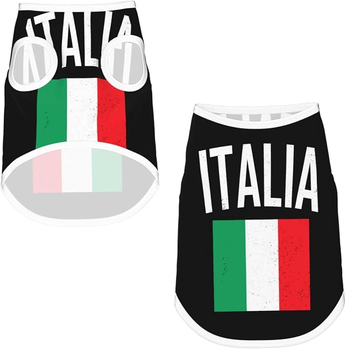 Vintage Italia Flags Dog Shirts Sleeveless Puppy Cotton T-Shirts
