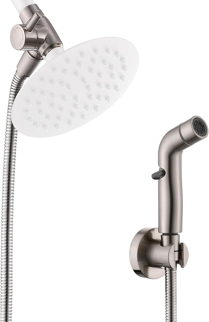 G-Promise Dog Shower Sprayer Attachment for Fast and Clean Pet Showering, Multifunctional Shower, Metal Diverter, 159 Inch Extra Long Hose, No Drill Hook, Dog Washing-Bathroom (Brushed Nickel)