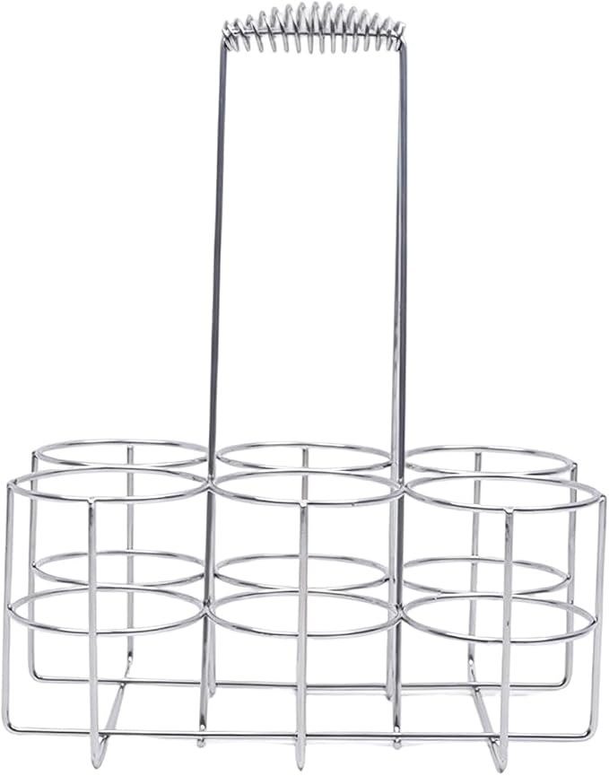 6 Pack Beverage Carriers with Ergonomic Handle Portable, S, A S | Storage Rack for BBQs and Gatherings, Carry Basket for Entertaining and Outdoor Use, Metal Wire Design