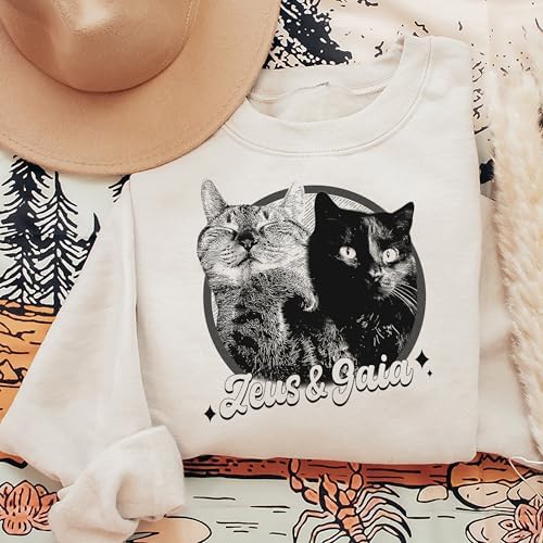 Chillever Personalized Dog Potrait Hoodie, Custom Photo Dog Mom Shirt, Sweatshirt, Gift for Dogs Cat Lovers