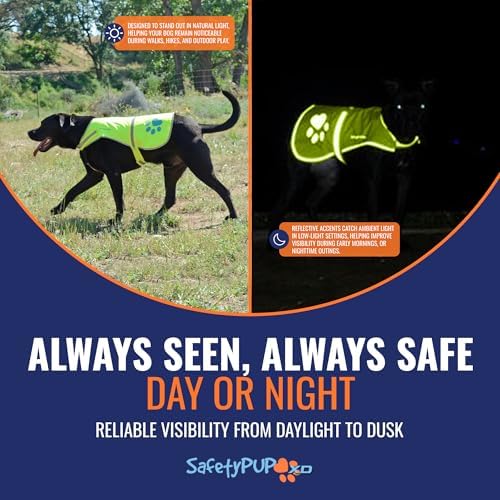 Reflective Dog Vest, Hi Vis Safety Gear for Low-Light Morning & Night Walks