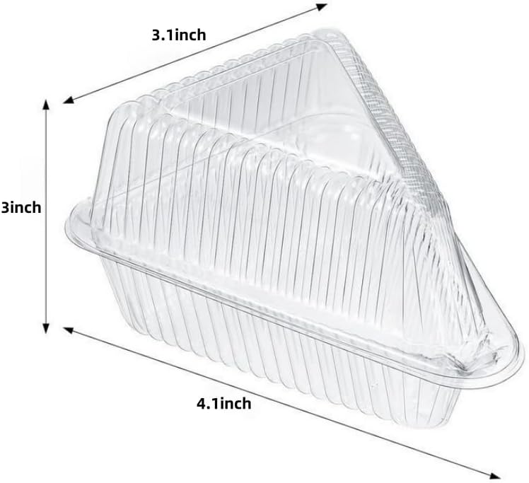Cake Slice Container-Cheesecake Containers- Disposable Clear plastic Hinged Cake Slice Container with Dome Lid (120)