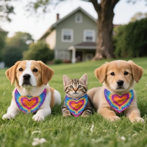 Howilath Tie-Dye Love Dog Scarf, Polyester, Adjustable Bandana for Small, Medium, and Large Dogs