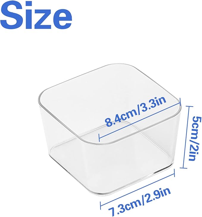 6 PCS PET Square Desk Organizer Tray, Clear Drawer Organizer Set for Home Office, Desk Drawers Dividers Makeup Vanity Storage Bins Kitchen Utensils