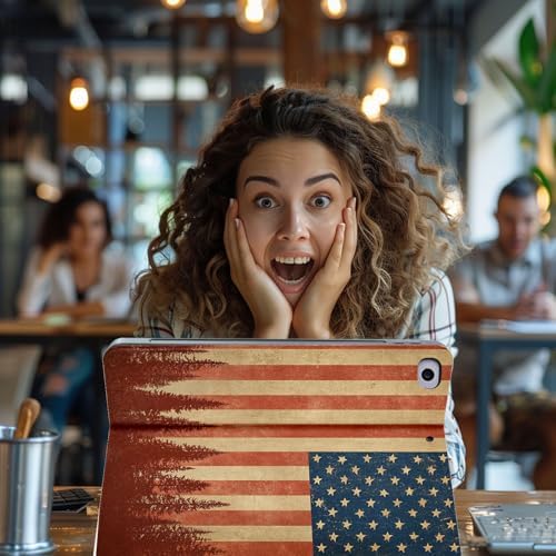 for Microsoft Surface Go 4/3/2/1-10.5" 2021 Tablet Case,Auto Wake/Sleep,Adjustable Stand Protective Cover - American Flag Forest