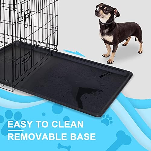 ZENY 30/36/42 inch Dog Crate Double Door Folding Metal Dog or Pet Crate Kennel with Tray and Handle