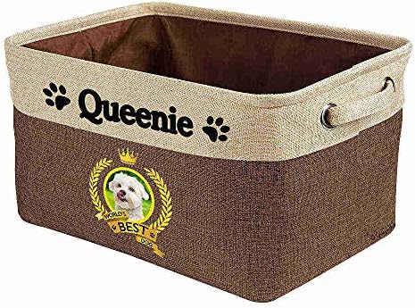 Custom Name Collapsible Dog Toy Storage Basket Bin World's Best Dog Lovely Maltese Foldable Pet Toy Box Closet Shelf Baskets Organizer for Bedroom Home Dog Cat with Handles Brown