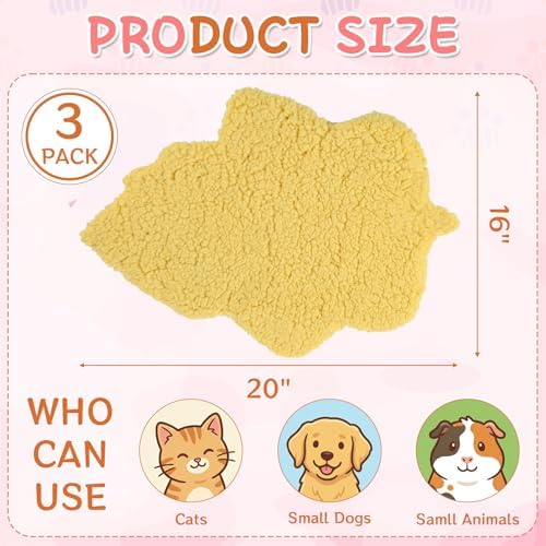 3Pack Self Warming Pet Bed Leaf Pad,Mixed Colors,Small-16''x20''