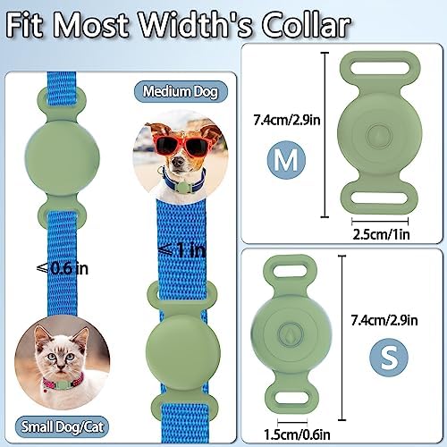 Waterproof Dog Collar with Airtag (1st & 2nd Gen) Holder, 1 Pack | Lightweight Silicone Hidden AirTag Holder for Dog Collar, Anti-Lost AirTag Case for Pet Cat Dog (Green)