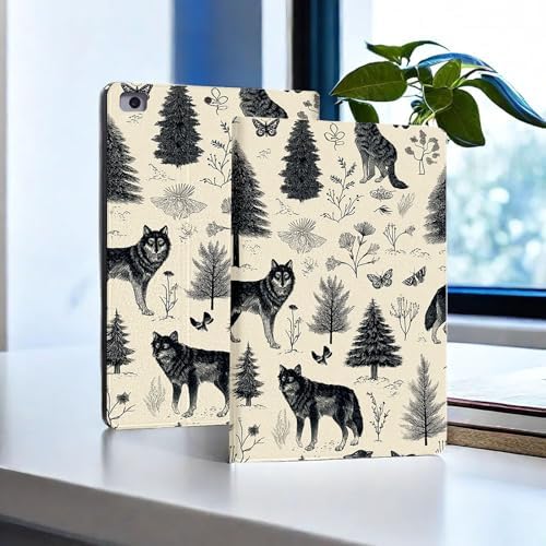 for Microsoft Surface Go 4/3/2/1-10.5" 2021 Tablet Case,Auto Wake/Sleep,Adjustable Stand Protective Cover - Wolf Pattern