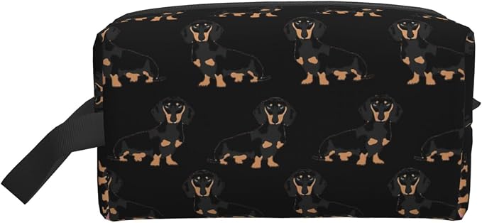 Dachshund Weiner Pet Dogs Print Travel Toiletry Makeup Bag for Women and Men, Large Capacity Organizer, for Accessories, Cosmetics, Shampoo, Brushes and Essentials