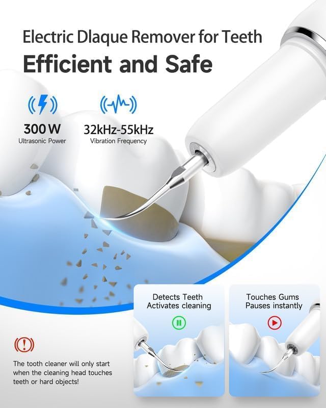 RELACS 7000 Plaque Remover for Teeth, Tartar Remover for Teeth, Dental Calculus Remover, Teeth Cleaning Kit 5 Speed Modes with 3 Replaceable Heads, with LED Light.