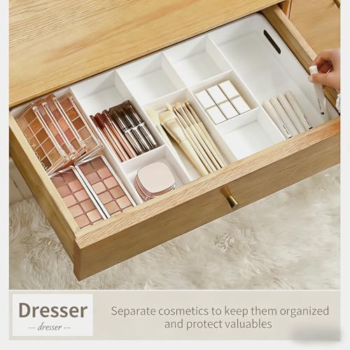 9 Compartments 4-Way Expansion Drawer Storage Box - Removable Divider for Space Saving and Organization for Cosmetics, Kitchen Utensils and Office Desk Essentials