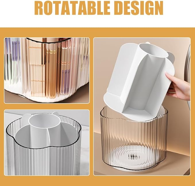 ABOOFAN Rotating Pencil Holder Rotatable Pen Holder for Desk Pen Organizer for Desk Makeup Brush Organizer Stationery Storage Container 5.31 X 5.31 X 5.00 in for Office and Home
