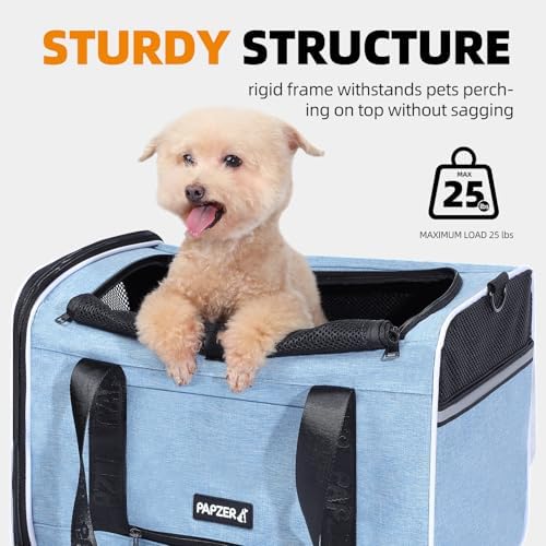 Cat Carrier for Travel, Soft-Sided, Top Loading, Privacy Curtain, to 20 lbs | Medium Pet Carry Bag Anxious Cat, Vet Visits Car Transport, Luggage Sleeve Suitcase Attachable Small Puppy Crate Kennel Blue
