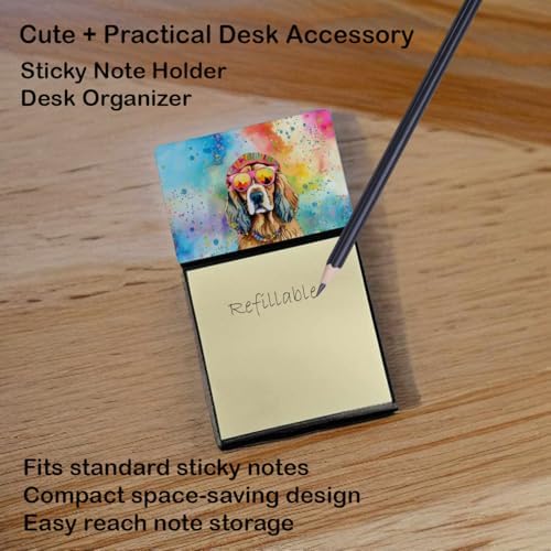 Caroline's Treasures Cocker Spaniel Hippie Dawg Sticky Note Holder Refillable Dispenser Self-Sticky Note Pads, Memo Pads Blank Desk Accessories