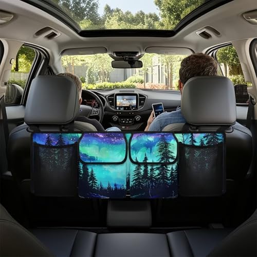 Forest Car Trunk Organizer with 4 Pockets Hanging Car Backseat Storage Bag Detachable Car Storage Accessories for SUV Sedans Hatchback Crossover Minivan
