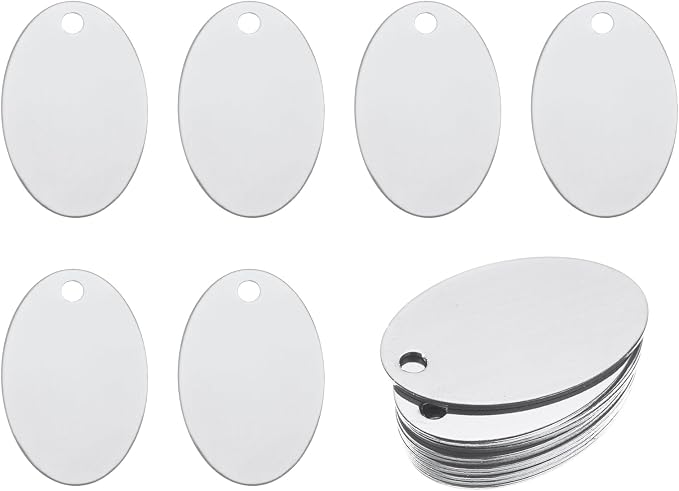 Rebower Aluminum Blank Tags Engraving Metal Stamping Blanks,[for Number Tag, Dog Tag,Pendant Decoration] - 1.5 x 1 Inch/Silver / 25 Pcs