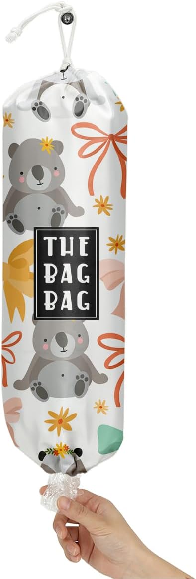 Plastic Bag Organizer,Reusable And Washable Grocery Bag organizer,for Home Kitchen Travelling Camping Decor, use 1 Pack,Gray Koala Pattern