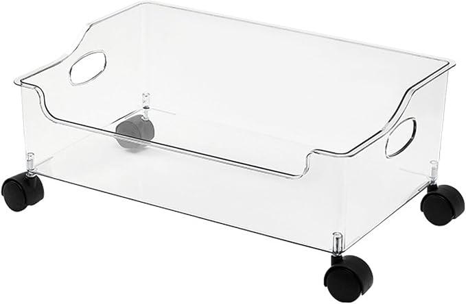 Portable Rolling Book Box Efficient Magazine Storage Organizer with Wheels for High School Students Classic Textbook Arrangement Can, Made From PET