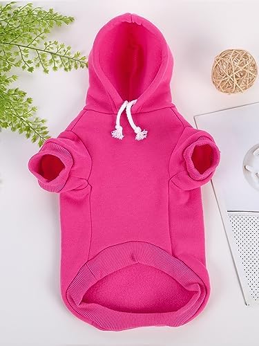 QWINEE Basic Dog Hoodie Sweatshirt Puppy Sweater Warm Cat Costumes Pet Clothes for Chihuahua Puppy Kitten Small Medium Dogs Hot Pink X-Small