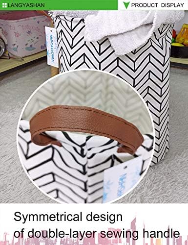 Round Laundry Basket Collapsible Storage Hamper Organizer Geometric Circle | Waterproof Canvas Foldable Baskets with sturdy Handles Multi-scene Organizer for Home Play Bedroom Gift Bin