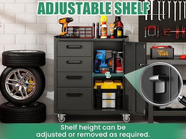 8-Piece Heavy Duty Steel Garage Cabinet System | All-in-One Modular Garage Cabinet Set for Ultimate Workshop Organization | Easy Assembly Garage Storage Cabinets & Tool Bench (Black)