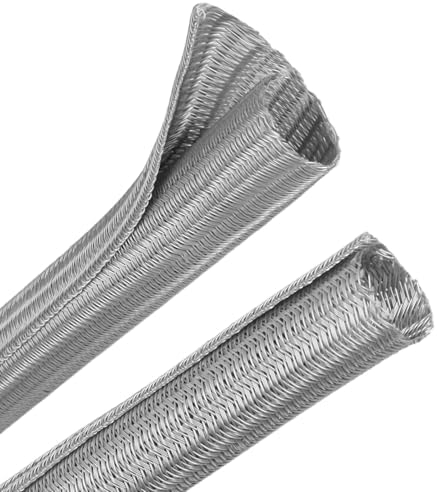 25ft PET Braided Cable Sleeve 3/16 inch(5mm) Wire Protector Cable wrap Wire Covers for Cords Cable Sleeves Cord Management Cable Management Sleeve(Grey)