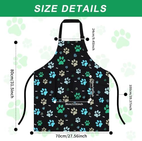 Dog Grooming Water-repellent Apron with 2 Pockets, Animals Puppy Dogs Pets Kitchen Chef Aprons for Grooming Cooking