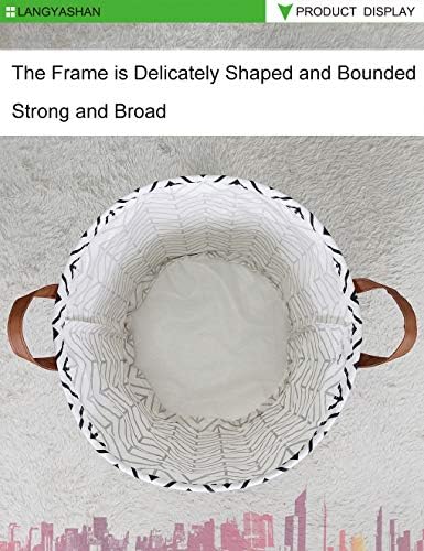 Round Laundry Basket Collapsible Storage Hamper Organizer Geometric Circle | Waterproof Canvas Foldable Baskets with sturdy Handles Multi-scene Organizer for Home Play Bedroom Gift Bin